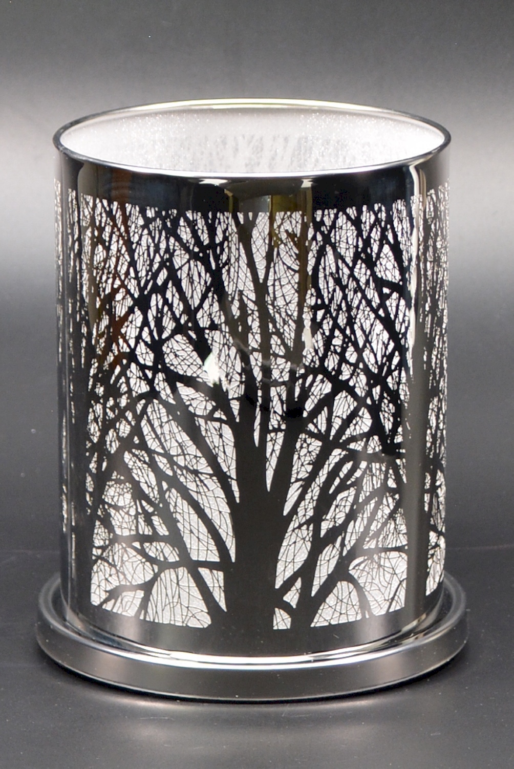 PartyLite Windlichtglas Zauberwald Metall silber Windlicht NEU/OVP; K79